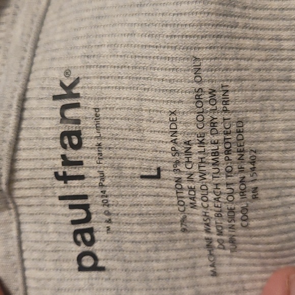 NWOT Paul Frank Large hoodie with Julius Monkey Santa ribbed grey - Picture 4 of 4
